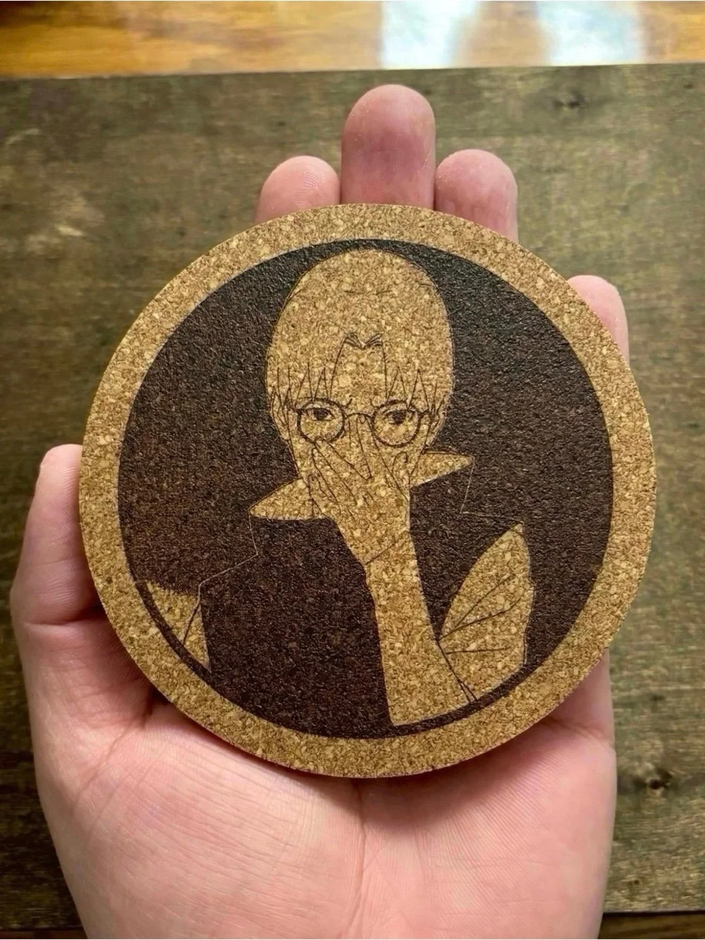 Naruto Kabuto Laser Engraved Cork Coasters Lot of 4